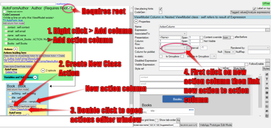 Nested ViewModel Button using Class Action