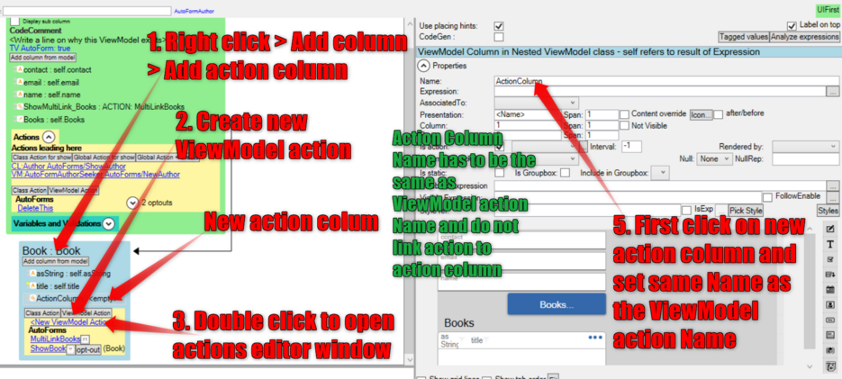 Adding Nested ViewModel Button Using ViewModel Action